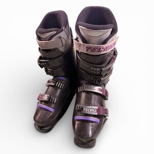 Tecnica Pro 90 Ski Boots Men's Size 8-9-5 Black Neon Purple Vintage Retro